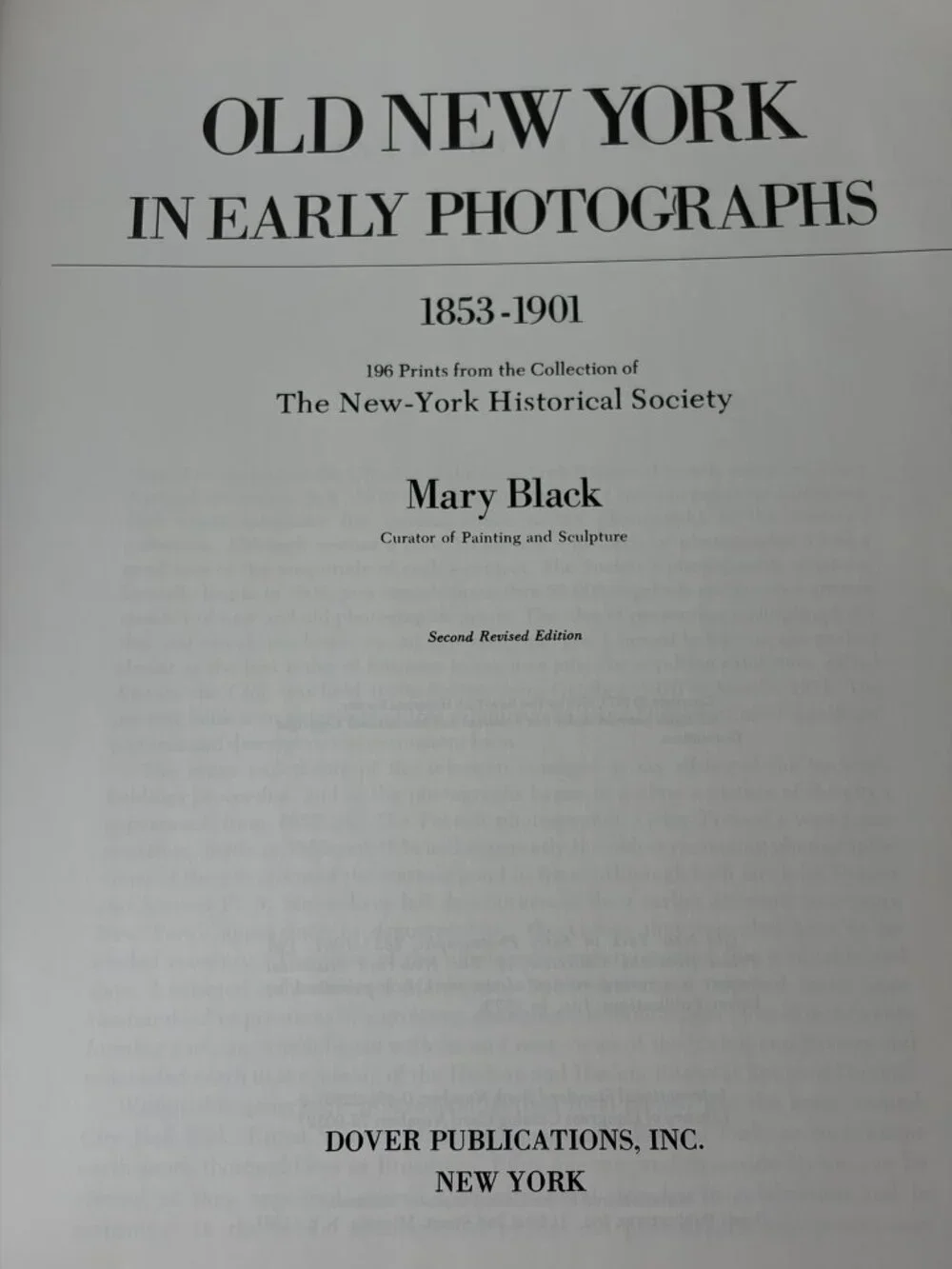 Coffee Table Book Vintage Old New York in Early Photographs 1853-1901 Mary Black